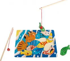 Jeu puzzle pêche à la ligne aimantée en bois 13 pièces