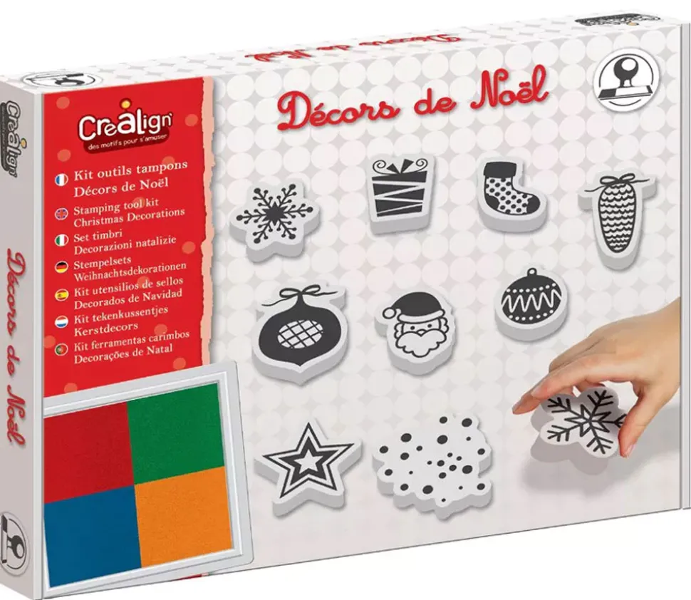 Kit tampons décors de Noël avec 4 encreurs