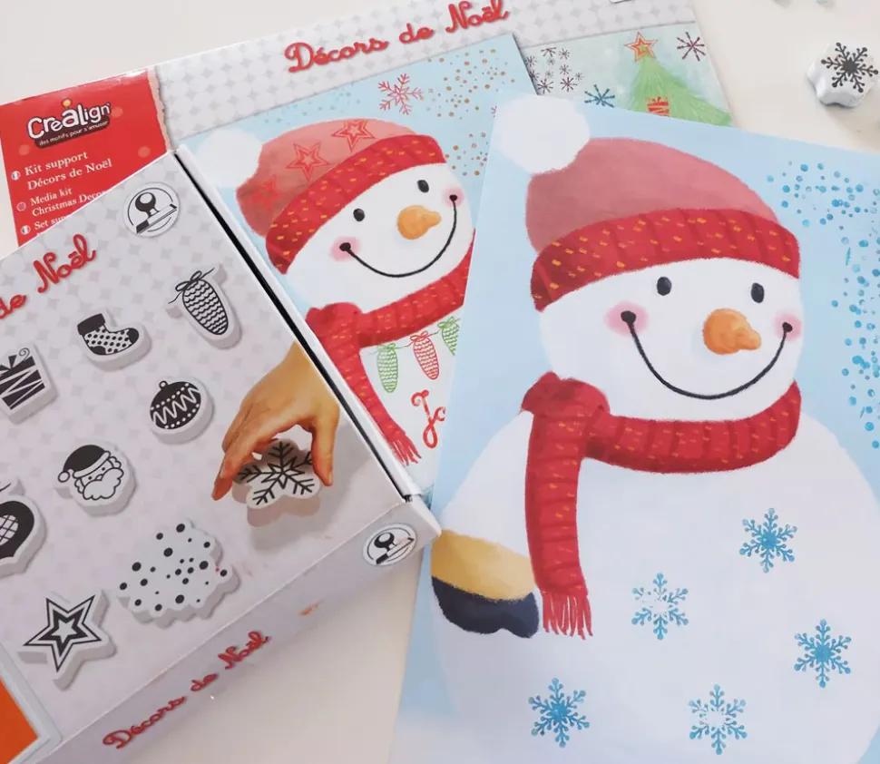 Kit tampons décors de Noël avec 4 encreurs