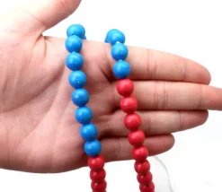 Lacet de comptage 100 boules rouges et bleues - 150 cm