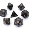 Lot 7 dés multi-faces noirs chiffres dorés
