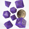 Lot 8 pièces The Witcher Dandelion : 7 dés violet doré + 1 pièce métal