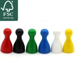 Lot 6 Pions en bois Small 24 x 12 mm pour jeu multicolores