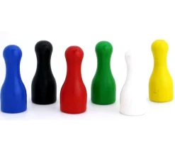 lot 6 Pions joueur grand 25x60 mm multicolores - 6 cm de haut