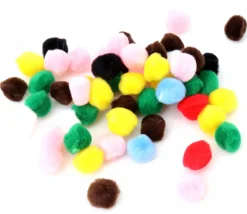 Lot 50 pompons multicolores 15 mm