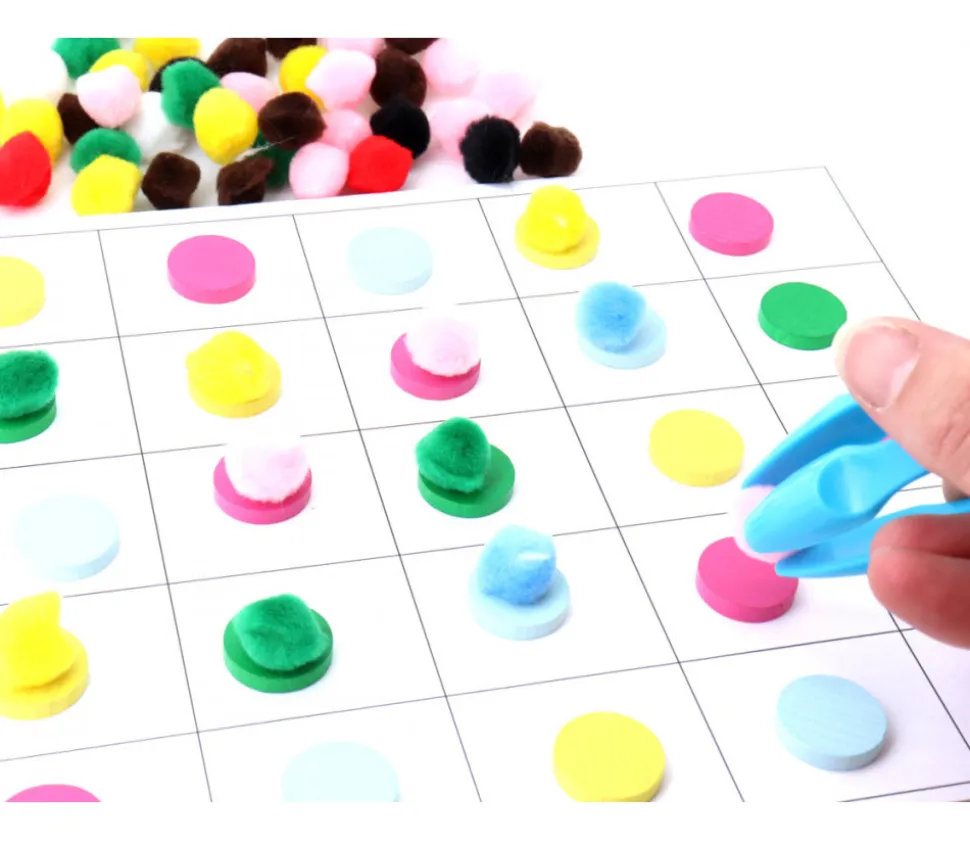 Lot 50 pompons multicolores 15 mm