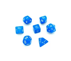 Lot de 7 dés multi-faces opaques bleus
