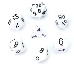 Lot de 7 dés multi-faces opaques blancs