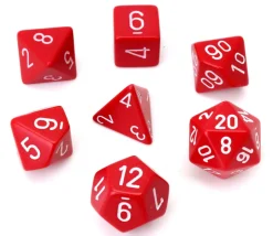 Lot de 7 dés multi-faces opaques ROUGE