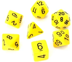 Lot de 7 dés multi-faces opaques JAUNE