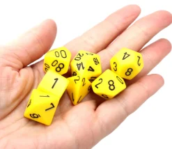 Lot de 7 dés multi-faces opaques JAUNE