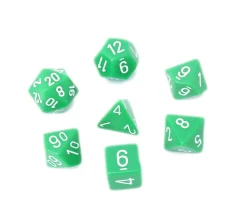 Lot de 7 dés multi-faces opaques VERT