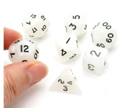 Lot de 7 dés nacrés BLANC multi-faces