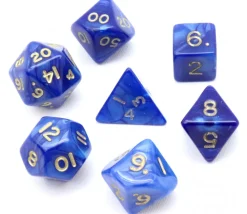 Lot de 7 dés nacrés BLEU multi-faces