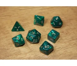 Lot de 7 dés nacrés VERT multi-faces