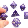 Lot de 7 dés nacrés VIOLET multi-faces