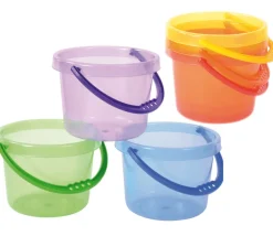 Lot de 6 Seaux en plastique coloré transparent