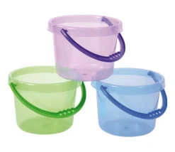 Lot de 6 Seaux en plastique coloré transparent