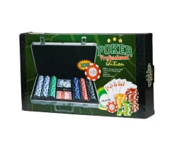 Mallette de Poker avec 300 jetons , 2 jeux de Cartes, 5 dés