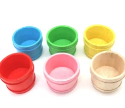 Mini baquet coloré 4.5 x 5.9 cm - panier rond bois à l'unité