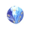 Mini Dé marbré bleu 12 mm points dorés