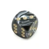 Mini Dé marbré noir 12 mm points dorés