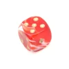 Mini Dé marbré rouge 12 mm points dorés