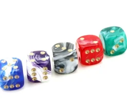 Mini Dé marbré violet 12 mm points dorés