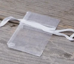 Mini Sac tissu transparent 5 x 7 cm blanc