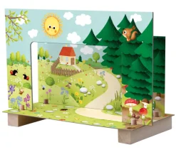 Mini théâtre en bois animaux de la ferme