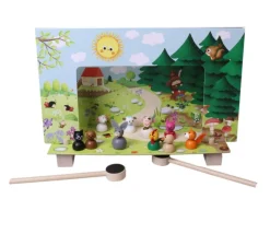 Mini théâtre en bois animaux de la ferme