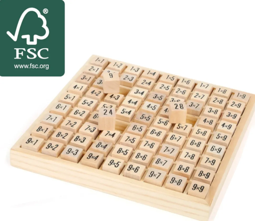Multiplication - table de calcul bois naturel