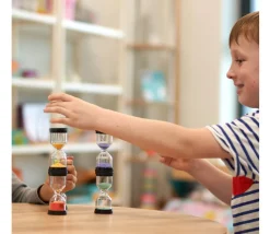 Pack 4 sabliers 1, 3, 5,10 minutes - 10 cm de haut - 4 cm de diamètre super lisible