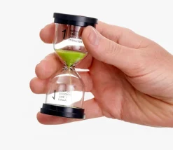 Pack 4 sabliers 1, 3, 5,10 minutes - 10 cm de haut - 4 cm de diamètre super lisible