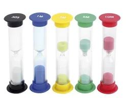 Pack 5 sabliers pour jeux : 30 sec,1,3,5 et 10 minutes - 9 cm MM