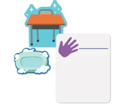 Panneau affichage avec pochettes lavage des mains et autres (96 cartes)