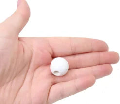 Perle bois couleur blanche de 2 cm trou de 7 mm unité