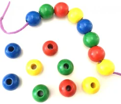 Perle bois couleur bleue de 2 cm trou de 7 mm unité