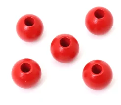 Perle bois couleur rouge de 2 cm trou de 7 mm unité