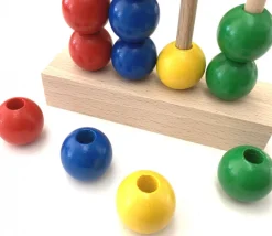 Perle bois couleur verte de 2 cm trou de 7 mm unité