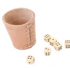 Petit Gobelet en cuir naturel avec 5 dés