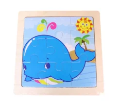Petit puzzle 9 pièces en bois baleine