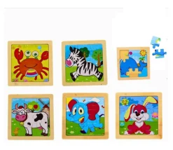 Petit puzzle 9 pièces en bois lapin