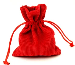 Petit Sac 10 x 12.5 cm - velours épais rouge avec cordon