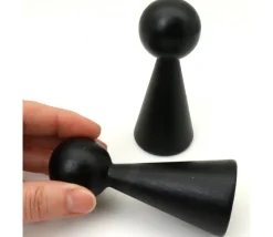 Pion bois XXL 10 cm noir pour jeu. Grand pion 100 mm diam 43 mm