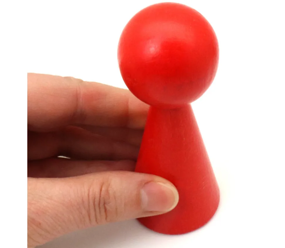 Pion bois XXL 10 cm rouge pour jeu. Grand pion 100 mm diam 43 mm