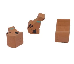 Pion Chien marron en bois 15 x 14 x 10 mm