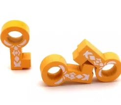 Pion clef jaune orange en bois 16 x 8 x 10 mm
