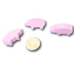 Pion cochon rose en bois 30 x 14 x 8 mm.