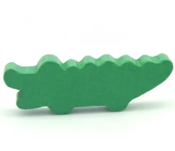 Pion crocodile vert en bois